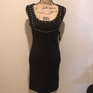 Allen B Black Sleeveless Dress w Gold …